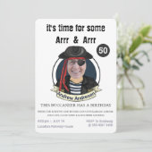 Mens Pirate Geburtstag Funny Fügen Sie Ihrem Gesic Einladung (Stehend Vorderseite)
