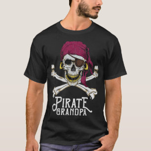 Mens Pirate Grandpa Piratenflagge Crossbones Skull T-Shirt