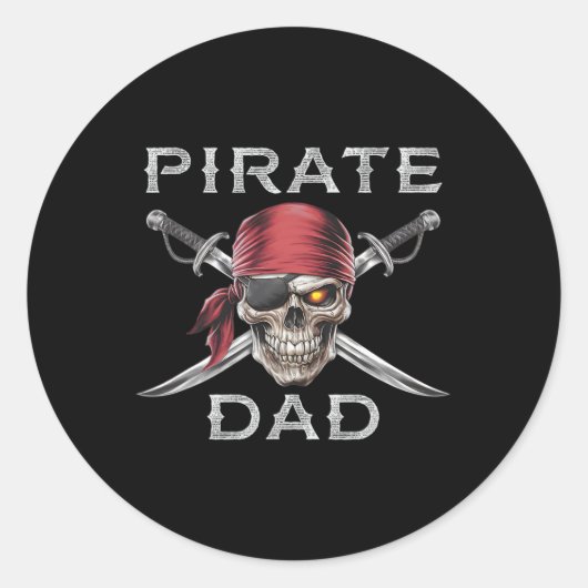 Mens Pirate Vater Runder Aufkleber (Vorderseite)
