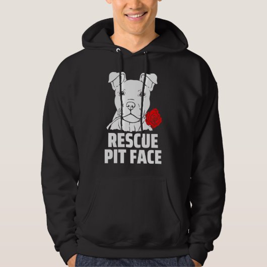 Mens Pitbull Rescue Pit Face Funny Niedlich Pitbul Hoodie (Vorderseite)