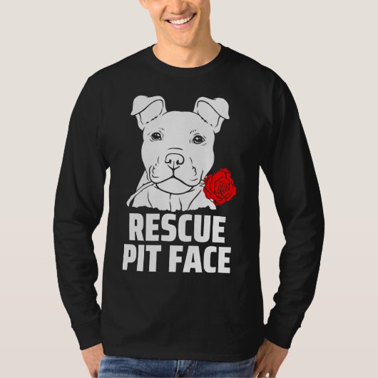Mens Pitbull Rescue Pit Face Funny Niedlich Pitbul T-Shirt (Vorderseite)