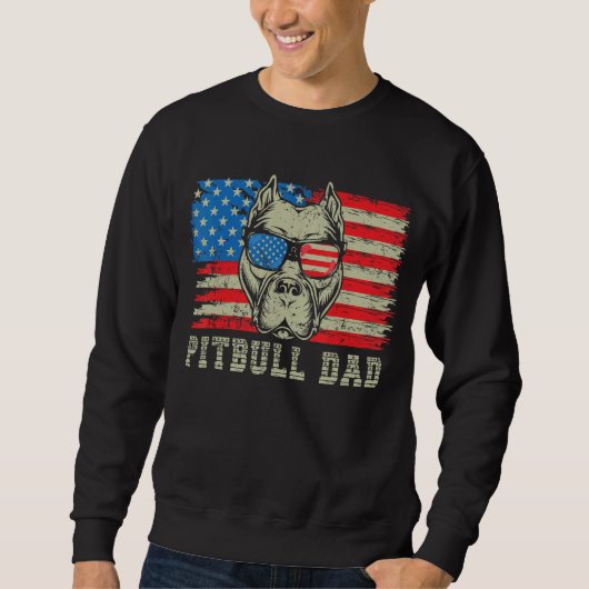 Mens Pitbull Vater American Pit Bull Dog Us Flag 4 Sweatshirt (Vorderseite)