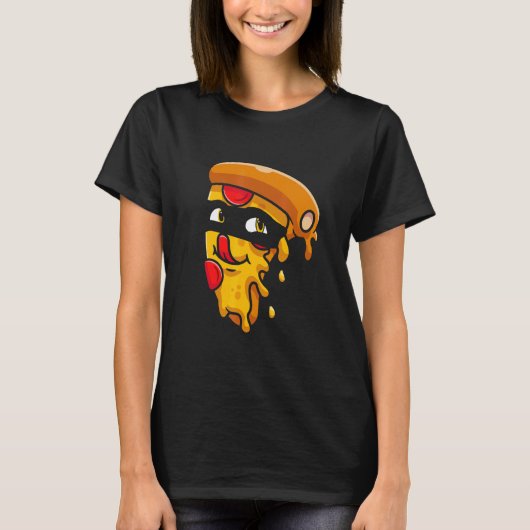 Mens Pizza Slice Ninja Fast Food Warrior Assassin T-Shirt (Vorderseite)