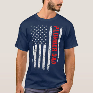 Mens Plumber Vater Tag der amerikanischen Flaggenf T-Shirt
