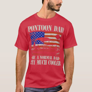 Mens Pontoon Dad Boating American Flag 4th of July T-Shirt