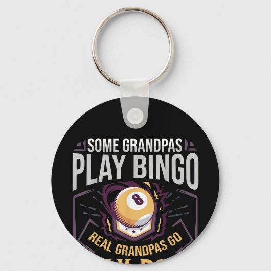 Mens Pool Billiard Gift Opa 8 Ball Player Schlüsselanhänger (Vorderseite)