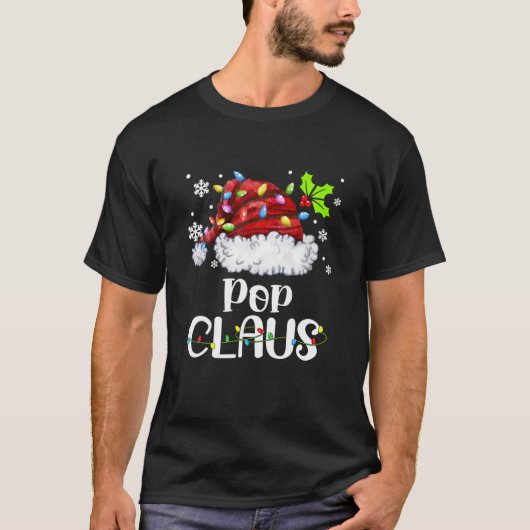 Mens Pop Claus Weihnachtsmannmütze Weihnachts Weih T-Shirt (Vorderseite)
