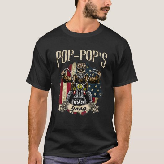 Mens Pop Pop Biker Gang Flag Pop Pop Rad T-Shirt (Vorderseite)