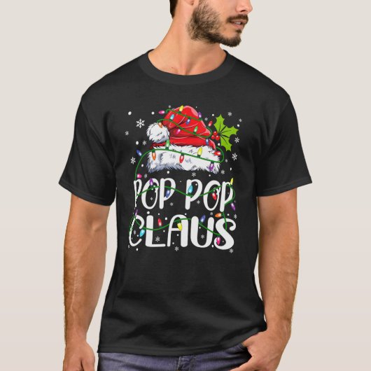 Mens Pop Pop Claus Shirt Weihnachtslichter Pajama  (Vorderseite)