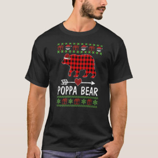 Mens Poppa Bear Santa Karierte Familie Pajamas für T-Shirt