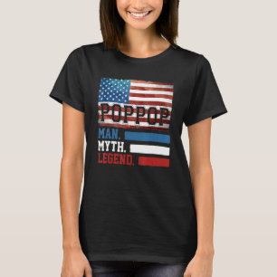 Mens Poppop - The Man Myth Legend American Flag Fl T-Shirt