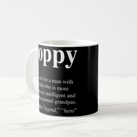 Mens Poppy Definition Funny Dictionary Entry for Kaffeetasse (Vorderseite Links)