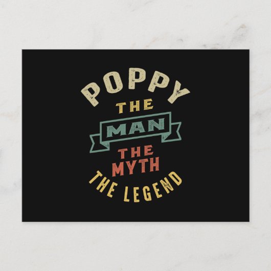 Mens Poppy The Man Myth Legend Vater Gift Postkarte (Vorderseite)