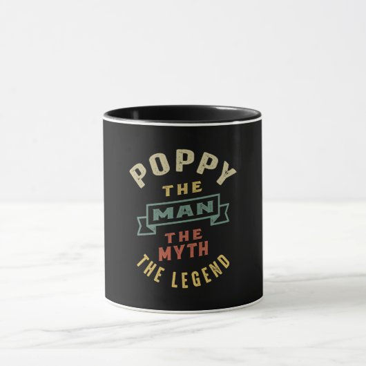Mens Poppy The Man Myth Legend Vater Gift Tasse (Zentrum)