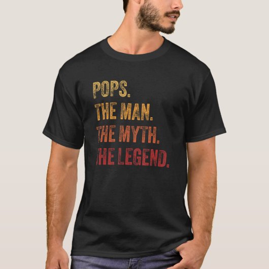 Mens Pops The Man The Myth The Legend Retro Father T-Shirt (Vorderseite)