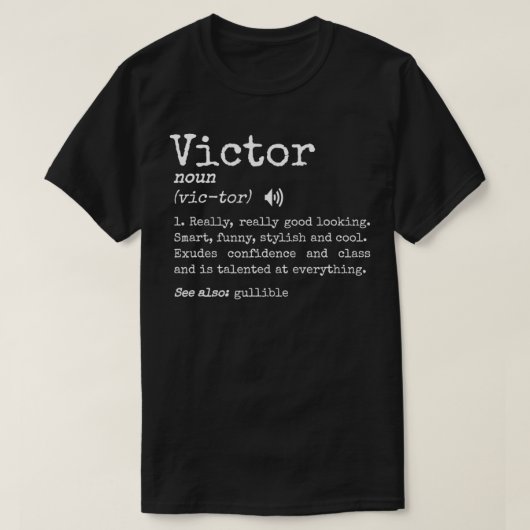 Mens Prank Vorname Wörterbuch bedeutet Funny Vic T-Shirt (Design vorne)