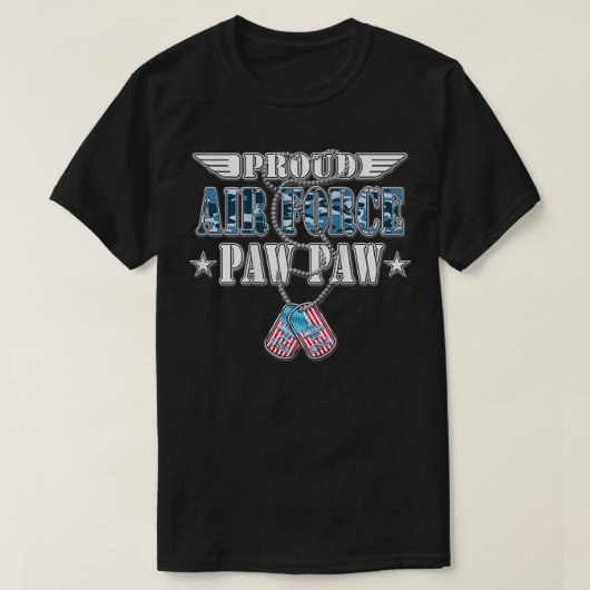 Mens Proud Air Force Paw US Flag Hundesags Win T-Shirt (Design vorne)