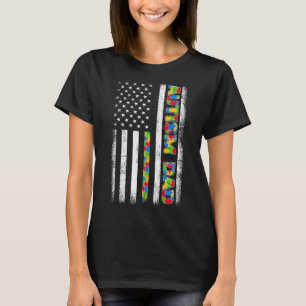 Mens Proud Autism Vater American Flag Vatertag T-Shirt
