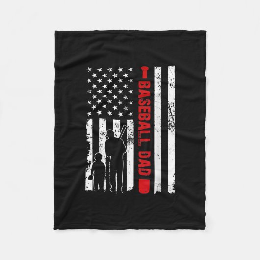 Mens Proud Baseball Vater American Flag Sports  Fleecedecke (Vorderseite)