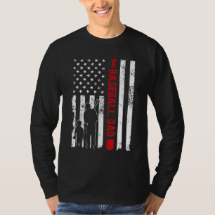 Mens Proud Baseball Vater American Flag Sports T-Shirt