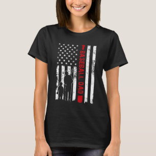 Mens Proud Baseball Vater American Flag Sports T-Shirt