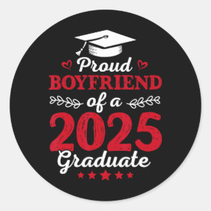 Mens Proud Boyfriend of a Cl of 2025 Graduate Grad Runder Aufkleber