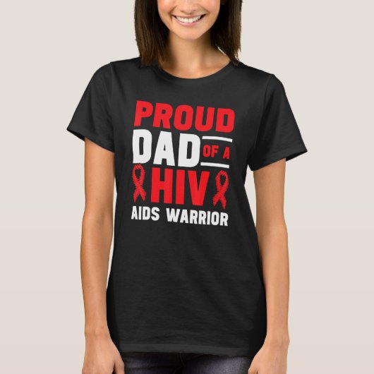Mens Proud Dad Of A AIDS Warrior AIDS Awareness Re T-Shirt (Vorderseite)