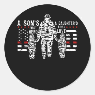 Mens Proud Firefighter Vater Daddy Fireman Vater F Runder Aufkleber