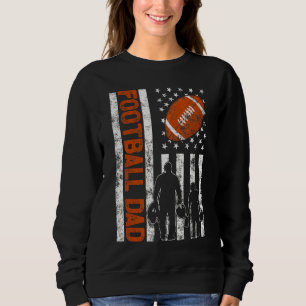 Mens Proud Football Vater Retro American Flag Spor Sweatshirt