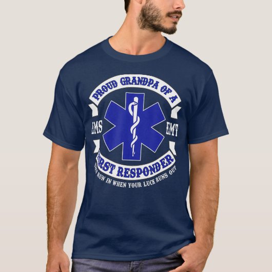 Mens Proud Grandpa First Responder EMS EMT Geschen T-Shirt (Vorderseite)