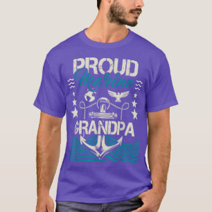 Mens Proud Marine Grandpa  Granddad Papa Pops  T-Shirt