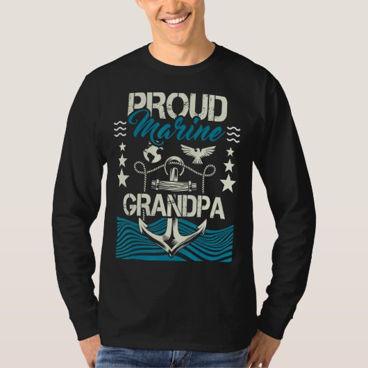 Mens Proud Marine Grandpa Opa Papa Pops T-Shirt (Vorderseite)