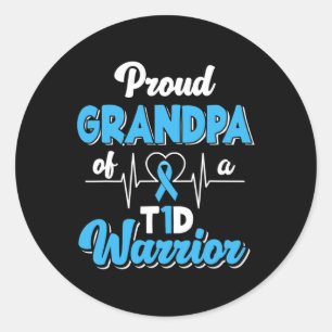 Mens Proud Opa eines T1D-Kriegers Diabetikers Runder Aufkleber