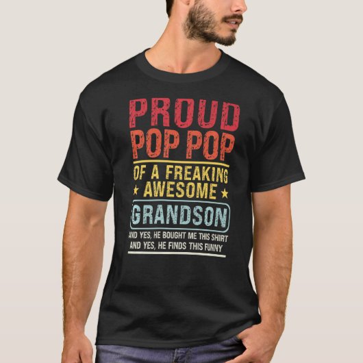 Mens Proud Pop Pop eines Grandson Pop Pop Grandso T-Shirt (Vorderseite)