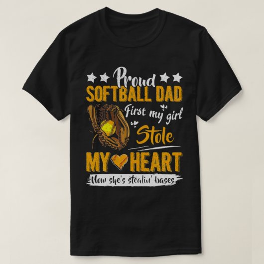 Mens Proud Softball Vater Niedlicher Softball Vate T-Shirt (Design vorne)