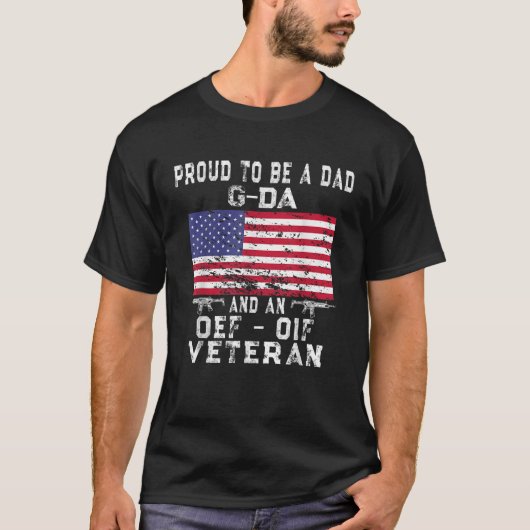 Mens Proud Vater G Da OEF OIF Veteran Retro US Fla T-Shirt (Vorderseite)