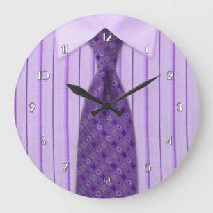 Mens Purple Shirt and Tie Novelty Wall Clock Große Wanduhr