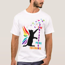 Mens Rainbow Pride Cat and Butterfly T - Shirt