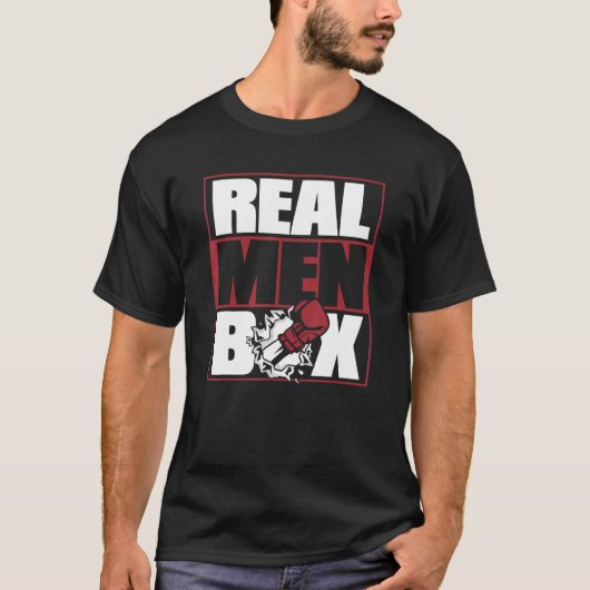 Mens Real Men Box Thai Boxer Kickboxer Boxer Fist T-Shirt (Vorderseite)