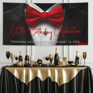 Mens Red Black Tuxedo Geburtstagsparty Banner