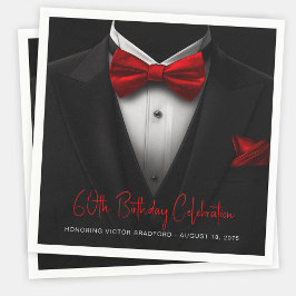 Mens Red Black Tuxedo Geburtstagsparty Serviette