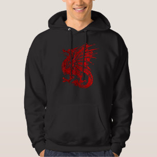Mens Red Fierce Dragon mit spitzen Flügeln und Man Hoodie