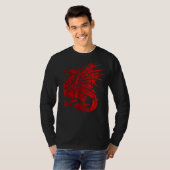 Mens Red Fierce Dragon mit spitzen Flügeln und Man T-Shirt (Vorne ganz)