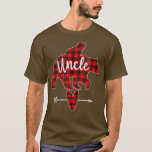 Mens Red Kariert Oncle Bear, Red Buffalo Kariert O T-Shirt