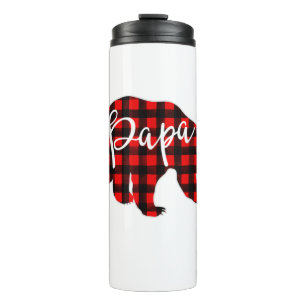 Mens Red Kariert Papa Bären Shirt Matching Pajama Thermosbecher