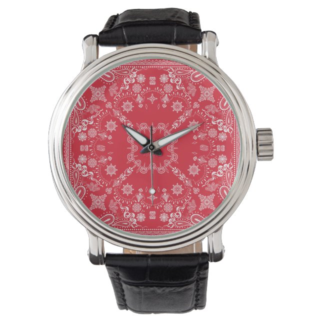 Men's Red Paisley Watch Armbanduhr (Vorderseite)