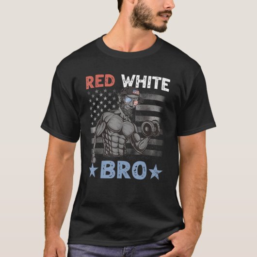 Mens Red White Bro Lincoln  Weightlifting Gym US 4 T-Shirt (Vorderseite)