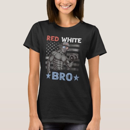 Mens Red White Bro Washington Weightlifting Gym US T-Shirt (Vorderseite)