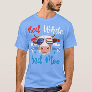 Mens Red White und Moo 4. Juli Kuh USA Flag Fahne T-Shirt