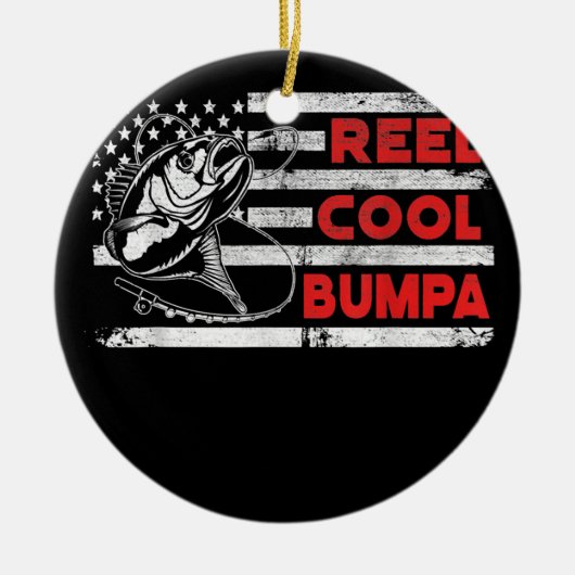 Mens Reel Cool Bumpa American Flag Fishing Keramik Ornament (Vorne)